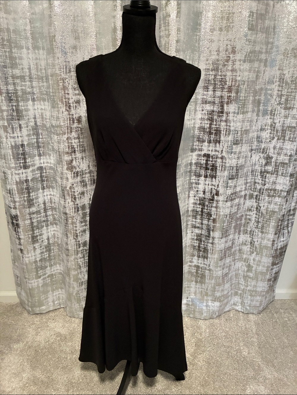 Vintage Lauren Ralph Lauren Black Sleeveless V-Neck Midi Dress - Size 10